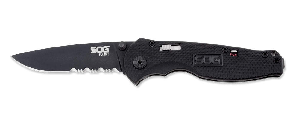 SOG Knives | Flash I Partially Ser. Black Tini