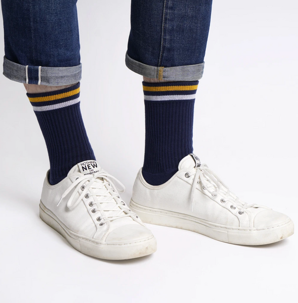 American Trench | Kennedy Luxe Athletic Sock | Navy w/ Gold